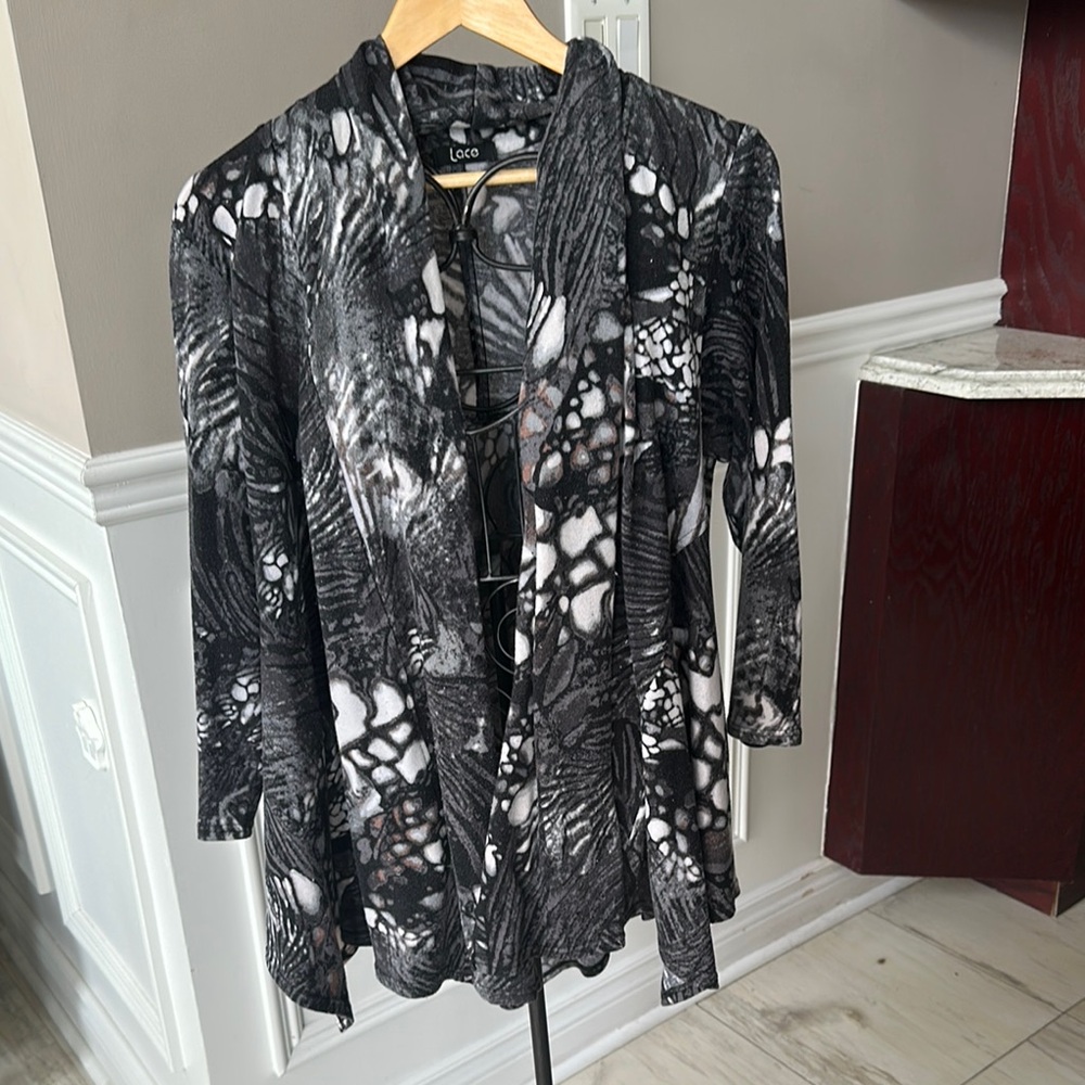 Women's Black and White Cardigan by Lace